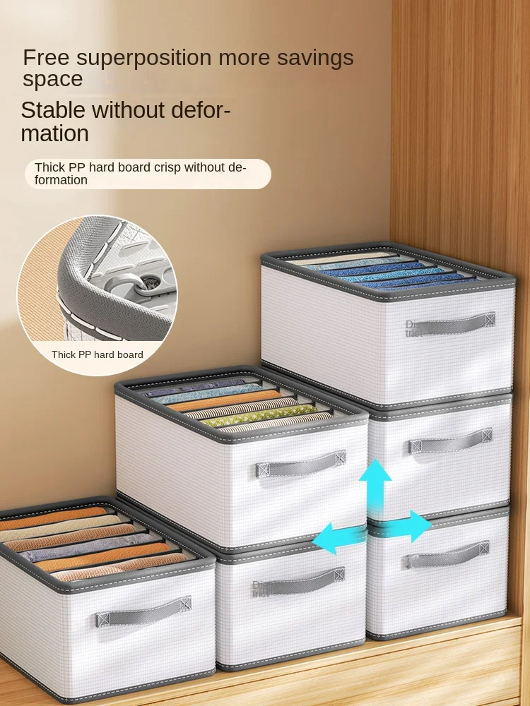 

Pants Storage Artifact Household Wardrobe Clothes Compartmentalized Arrangement Box Folding Drawer Type Clothing Storage Box