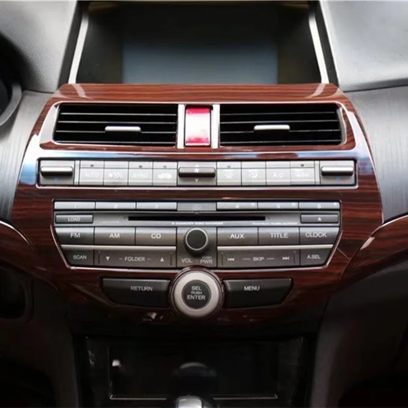 Molduras para Interior de coche, cubierta de fibra de carbono para Panel de salpicadero central, para Honda Accord 2008-2012