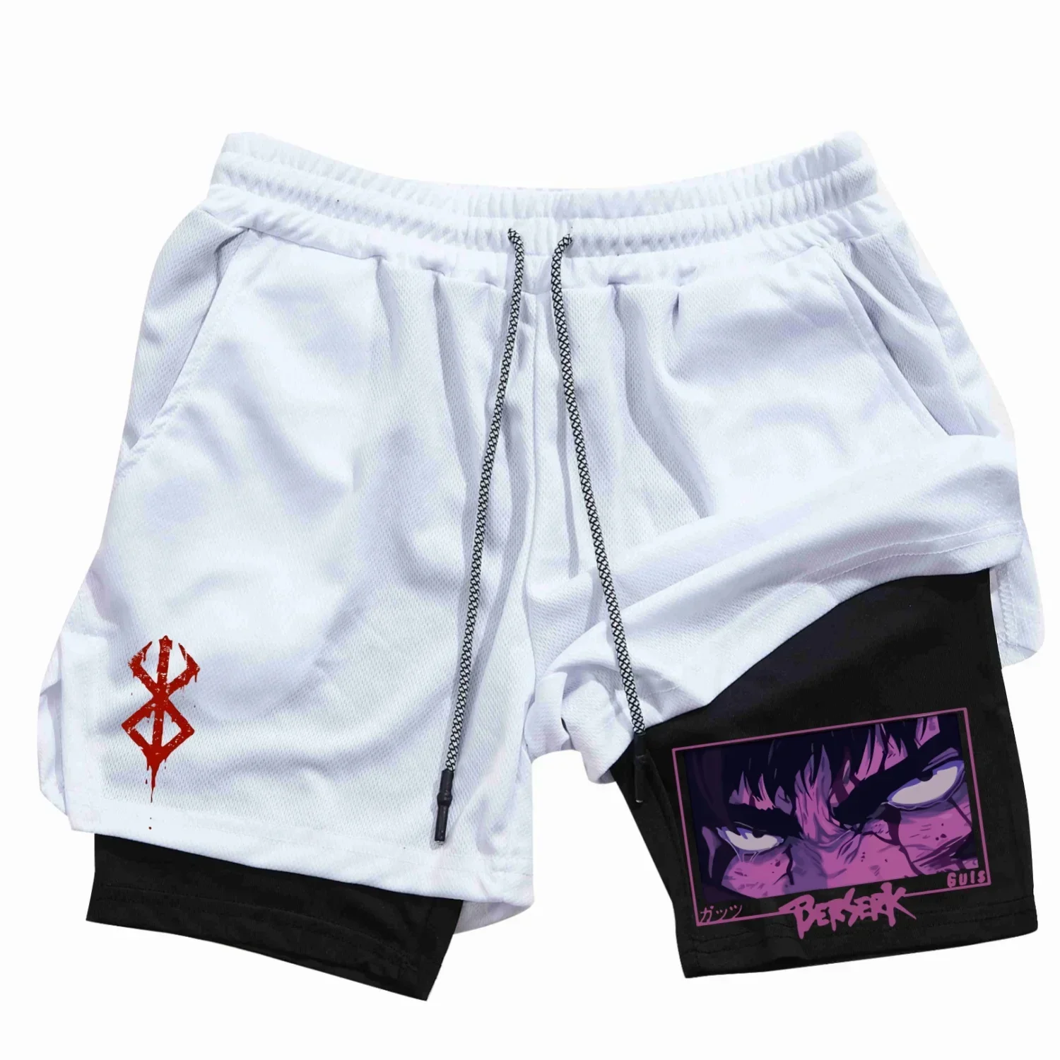 Мужские спортивные шорты 2 в 1 быстросохнущие для бега фитнеса баскетбола пляжа