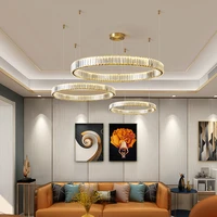 modern ring crystal led chandelier living room decor bedroom gold chrome hanging lamp stainless steel round circle pendant light