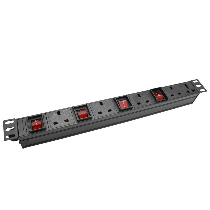 19 inch PDU power strip 13A UK British plug socket Network Cabinet Rack 13A 3500W Dual Switch Extension cord 2M