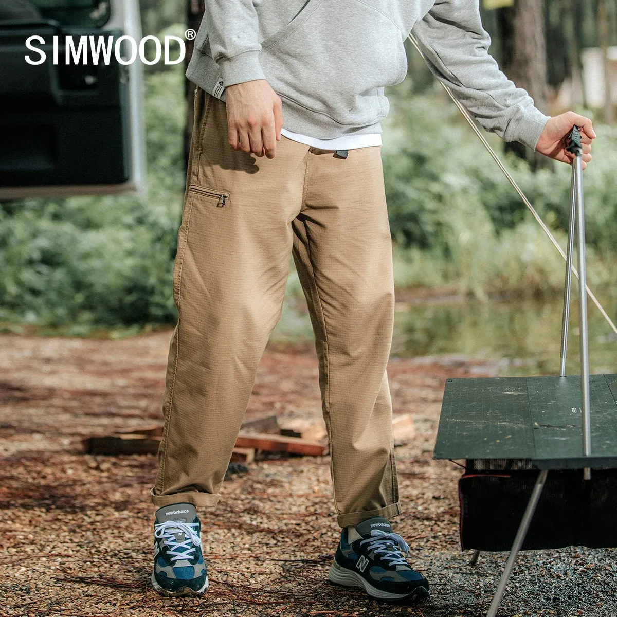 

SIMWOOD/Новинка 2022 года; Сезон осень; Свободные мужские брюки из парусины с поясом; Высокое качество; Стиль сафари; Брюки до щиколотки; Брендовая одежда