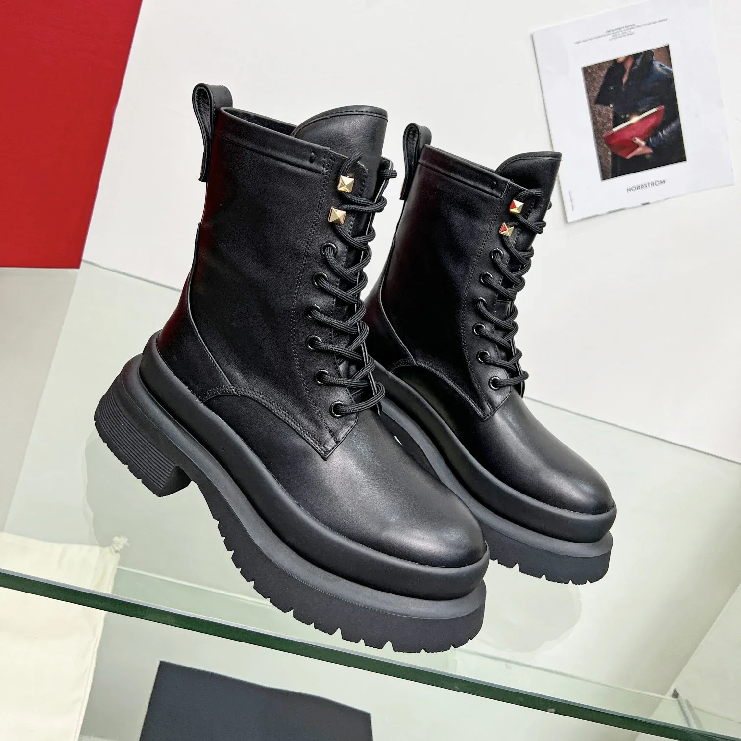 

Shoes For Women Size35-41 Genuine Leather Boots Med Heels Rivet Ankle Boots Natural Cow Suede Designer Shoes Zapatillas Mujer