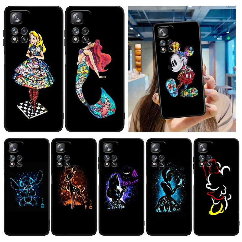

Anime Princess Mickey Phone Case For Xiaomi Redmi Note 12 11E 11S 11 11T 10 10S 9 9T 9S 8 8T Pro Plus 5G Soft Black Cover