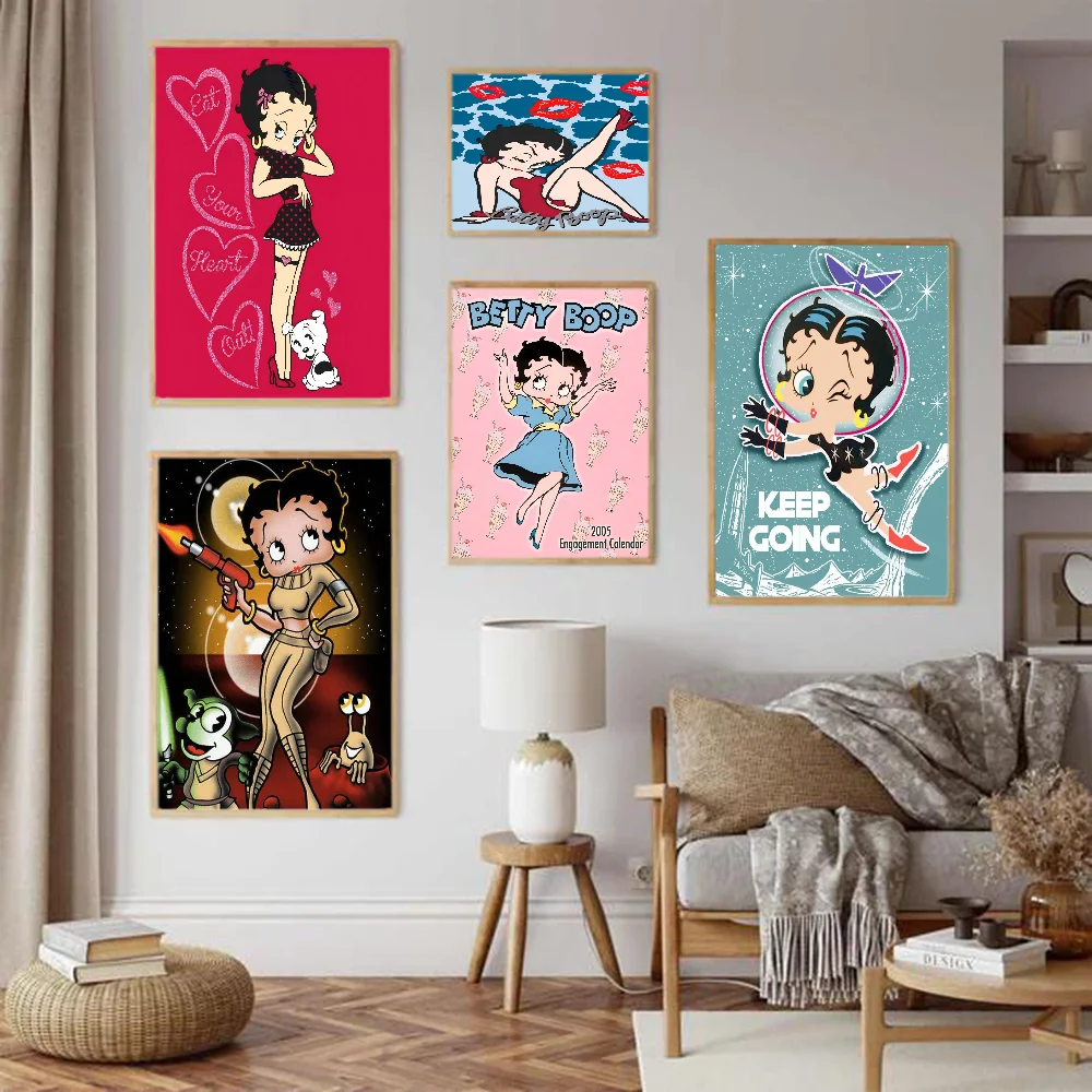 B-Betty-Cute-Boop Anime Good Quality Prints And Posters Waterproof Paper Sticker Coffee House Bar Wall Stickers