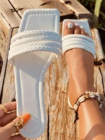 minimalist braided strap slide sandals