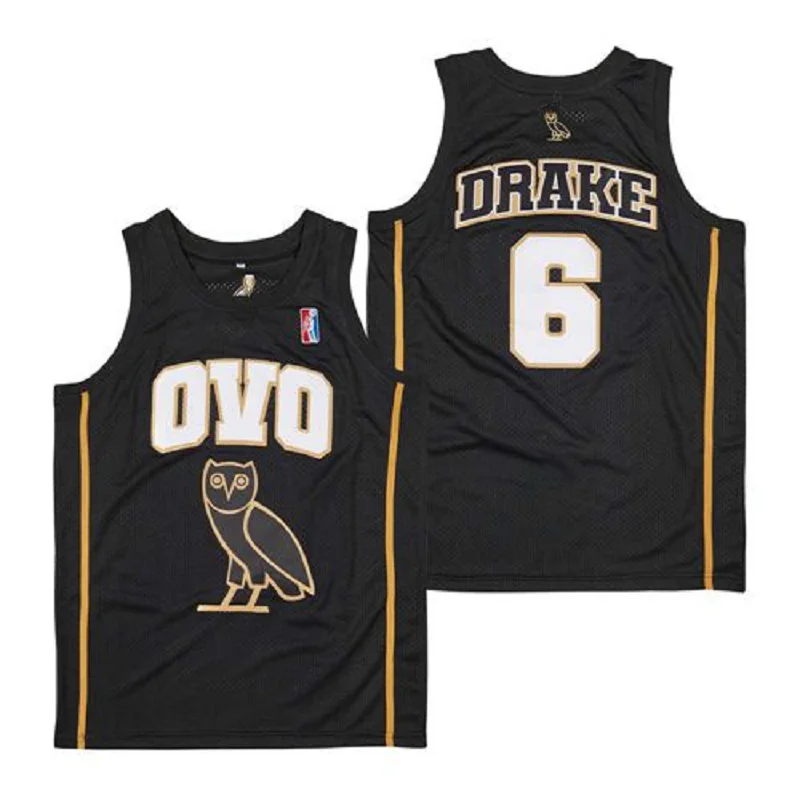 

BG Basketball jerseys #6 DRAKE OVO High quality sewing embroidery Outdoor sports jersey Black 2023 new