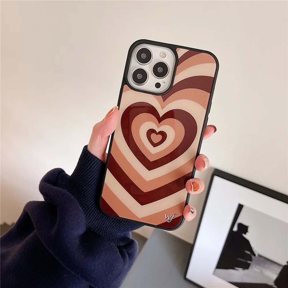 

ins Coffee Latte Heart Circle Case For Iphone 11 Pro 12 13 Pro Max 7 8 Plus XR XS Max X 12Mini Cover Shell Iphone11 Funda Coque
