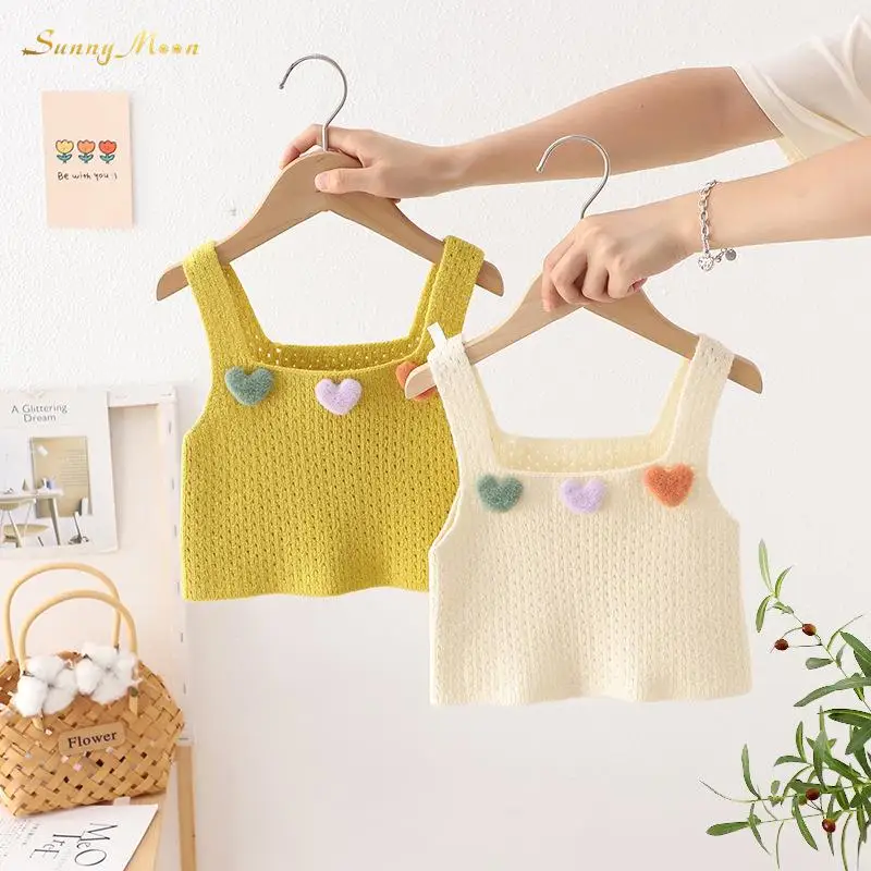

Baby Girl Spring Autumn And Winter Knitted Cute Infant Toddler Child Camisole Hollow Out Knit Sweater Vest Kid For Clothes 1-5Y
