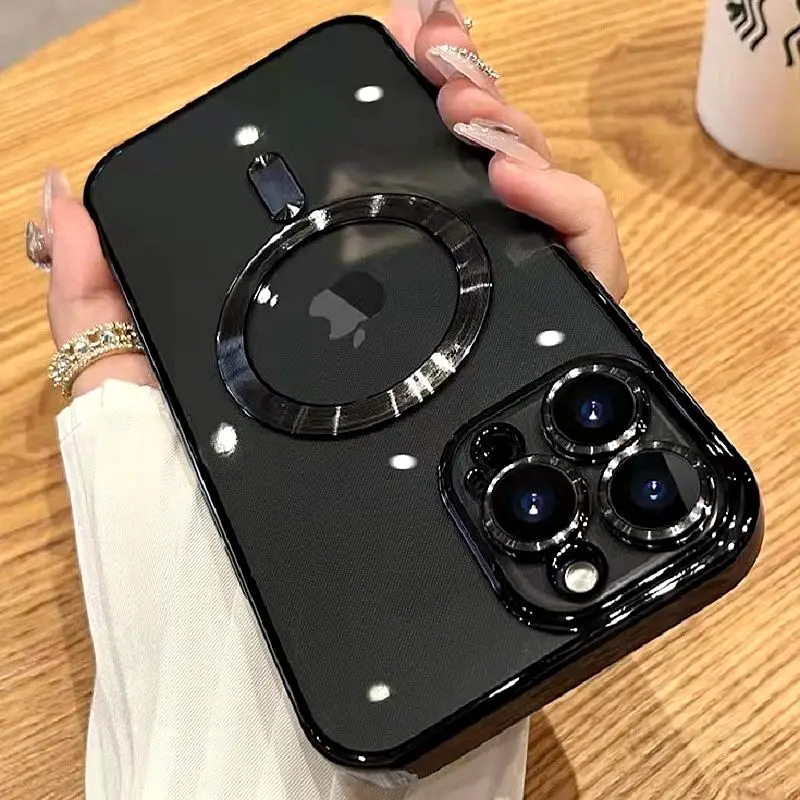 

Luxury Wireless Charging Transparent Magsafe Case For iPhone 14 13 12 11 Pro Max X XR XS 7 8 Plus SE 2020 22 Mini Soft Cover