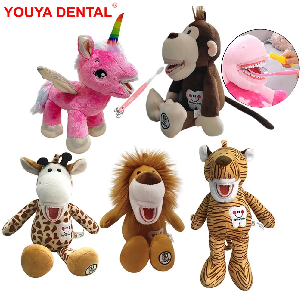 Dental Plush Toys With Teeth Model Toothbrush For Kids Children Stuffed Animals Dentist Soft Dolls Dentistry Accessories Gifts