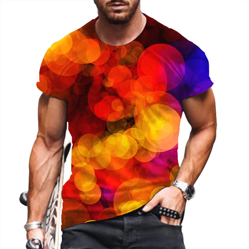 

Mens Oversized T-Shirt Spring Summer 2022 European American O-Neck Fashion 3D Digital Print Mens Casual Short-Sleeve Top