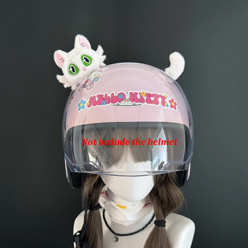 Милые плюшевые кошачьи уши, набор наклеек на мотоциклетный шлем для женщин и девочек, Kawaii 3D декоры для шлема, аксессуары, подарок