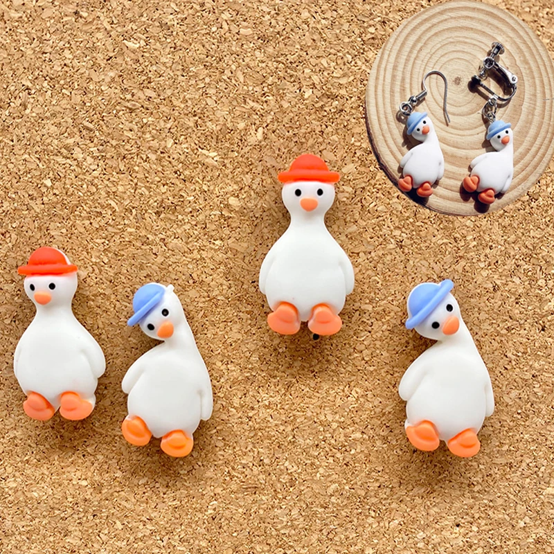 

1 Pairs Creative Korean Cute Cartoon Duck Non-Piercing Ear Clip Earrings for Girl Women DIY Resin Dangle Earring Jewelry Wholesa