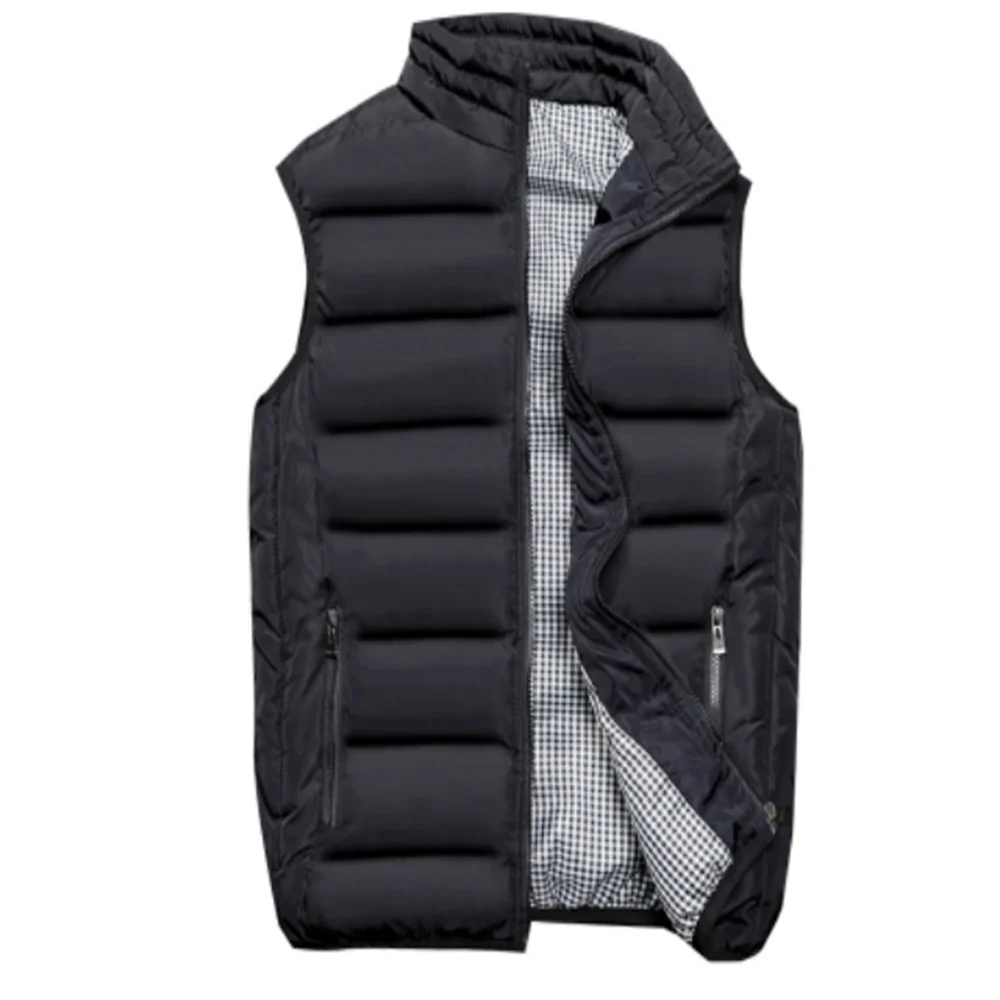 2020 Autumn Wnter New Men's Slim Fit Large Size Cotton Jacket Thick Down Cotton Vest Men's Thermal Vest Candy Color