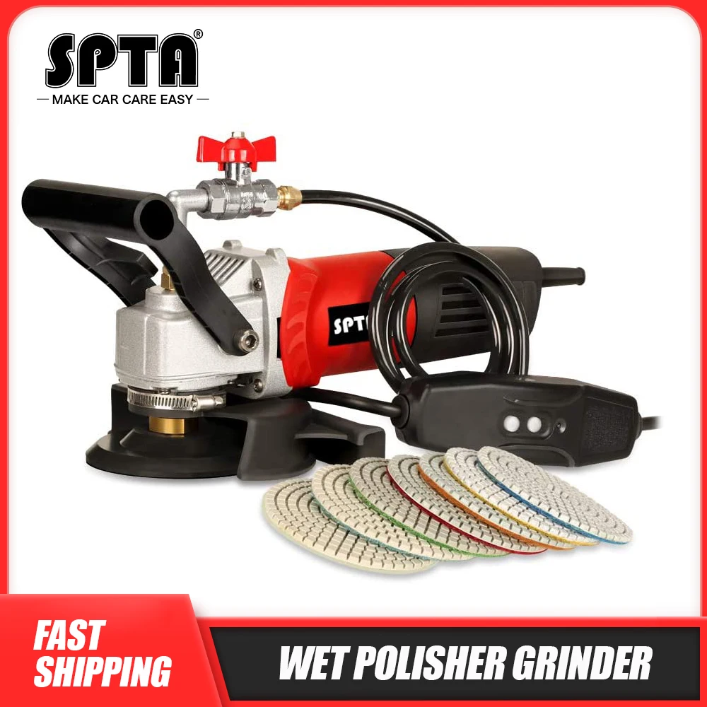 

SPTA Variable Speed Wet Polisher Powder Tools Grinder Polishing Kit for Granite Concrete Marble Buffering