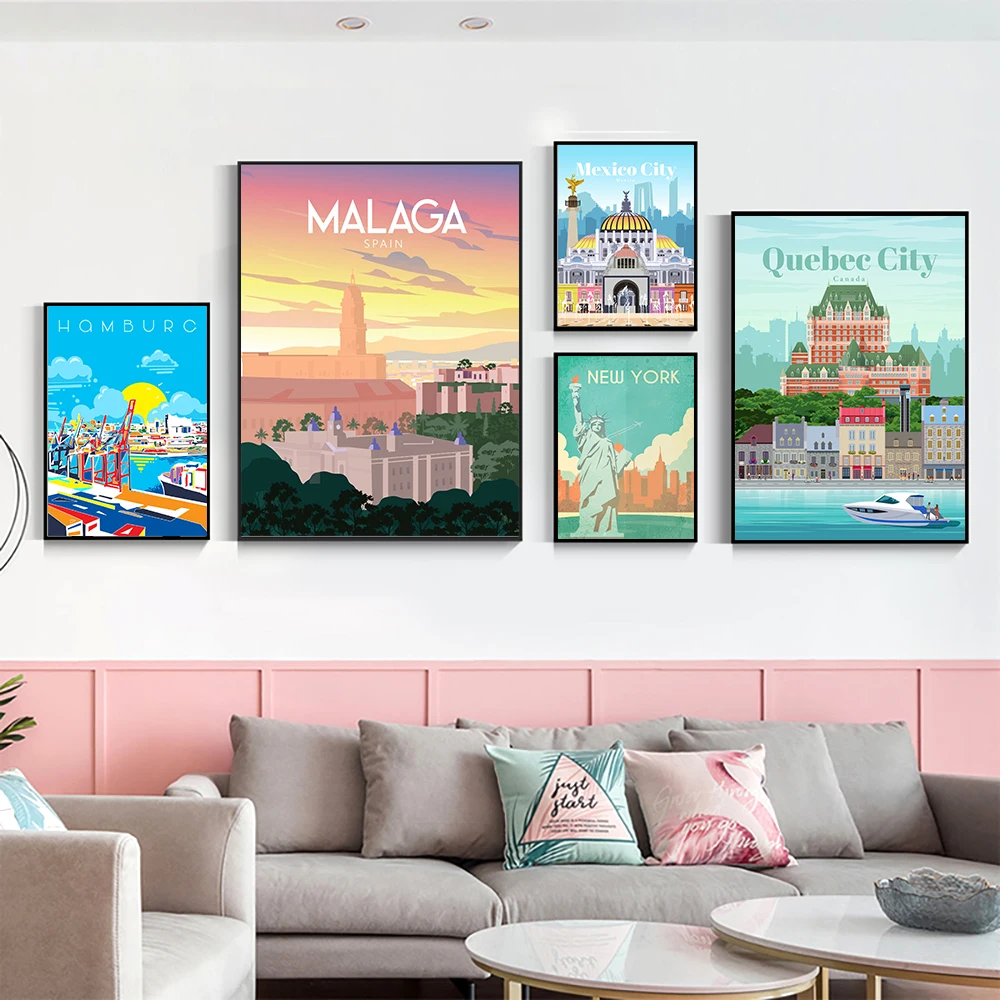 Постеры в минималистическом стиле с изображением города Чикаго Лондона