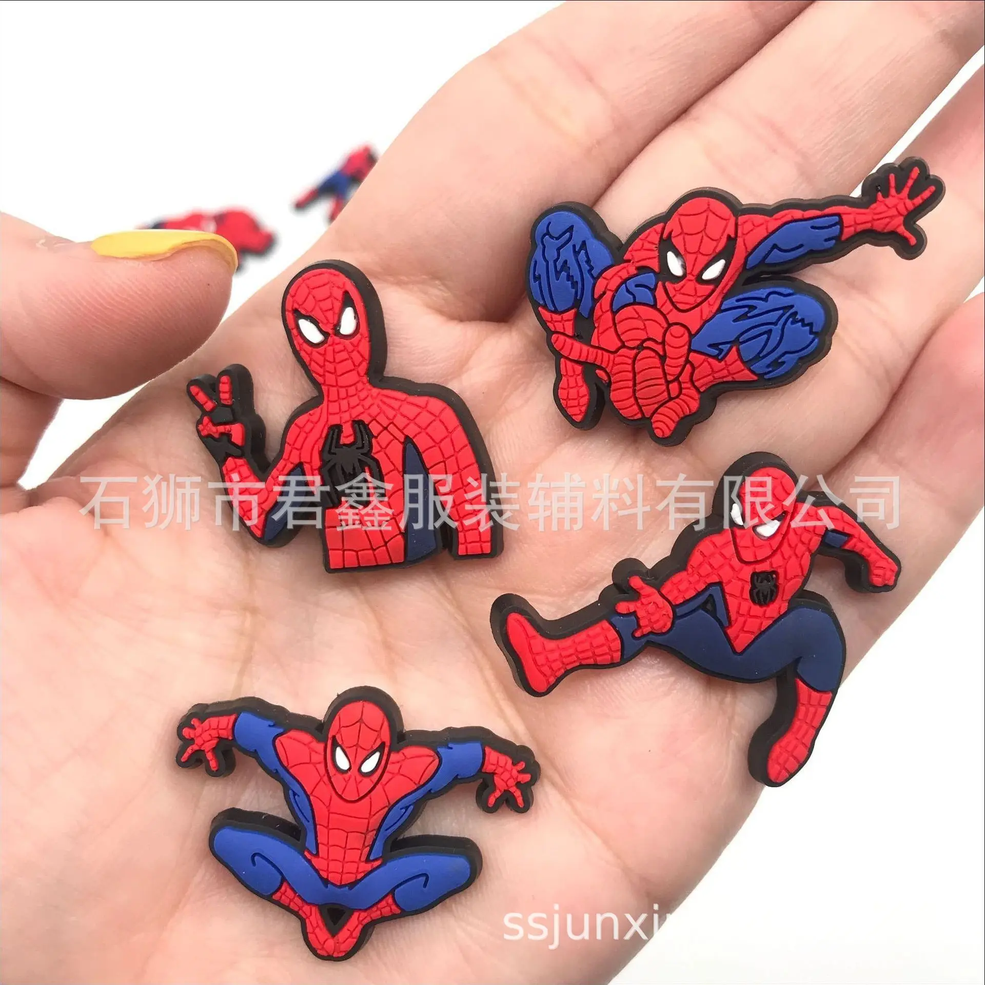 Single Sale 1pcs Spiderman PVC DIY Shoe Crocs Decorations Charms Accessories Slippers Decoration Buckle Wholesale Kid Boy Gifts