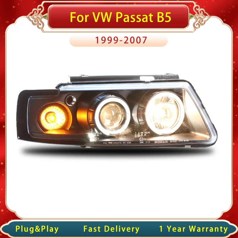 Фото Автомобильная фара для VW Passat B5 1999-2007 светодиодный, двухсторонняя линза, динамические сигнальные фары, обновленный дизайн, аксессуары для фар №4