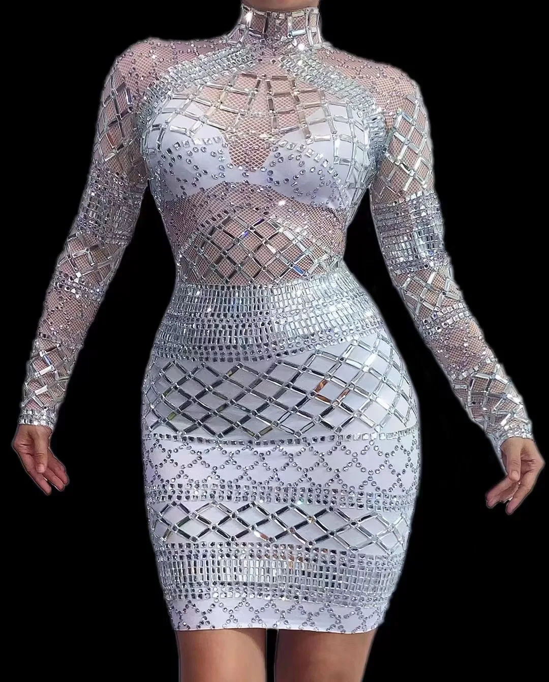 

ShiningSilverSequinsRhinestoneDressWomenBirthdayFestivalSexyCostume рекламная, праздничная, беззеркальная, для бальной комнаты