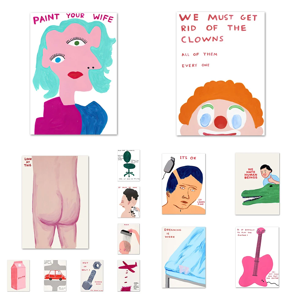 

David Shrigley Art Posters, Impression Posters, Funny Quirky Gifts Abstract Art Murals, David Shrigley Decorative Wall Home Post