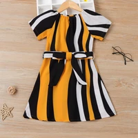 infant baby girls dress new spring and summer dress yellow princess stripe womens short sleeved baby girl dress