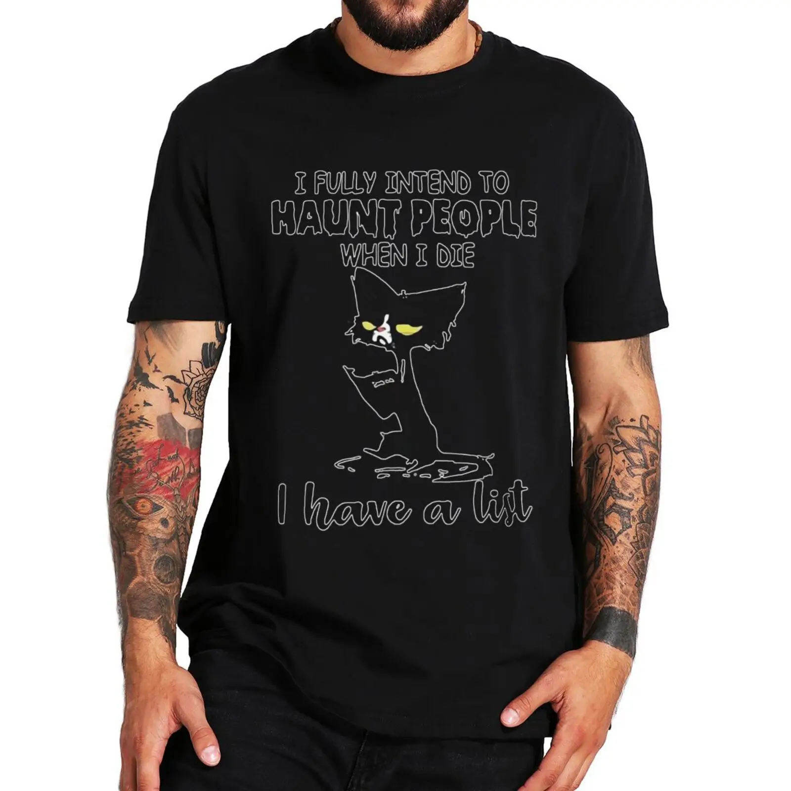 

Cat I Fully To With People When I Die T Shirt Funny Jokes Humor Slogan Tee Tops Summer Casual Cotton Unisex T-shirt EU Size