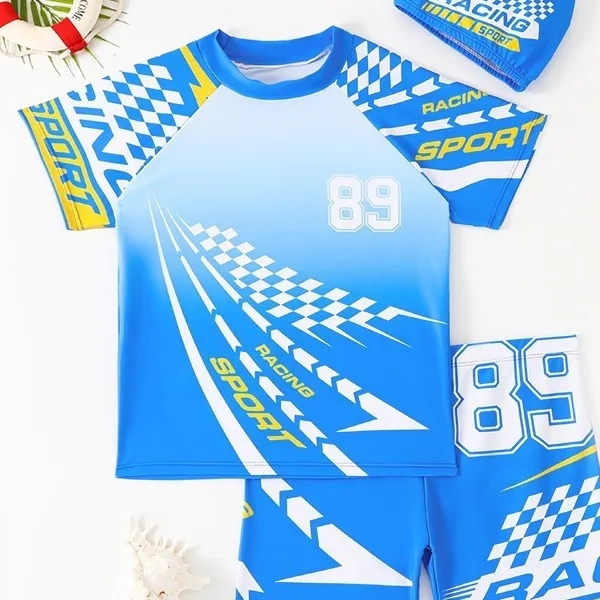 Новый комплект купальников из двух предметов для детей. Быстросохнущий