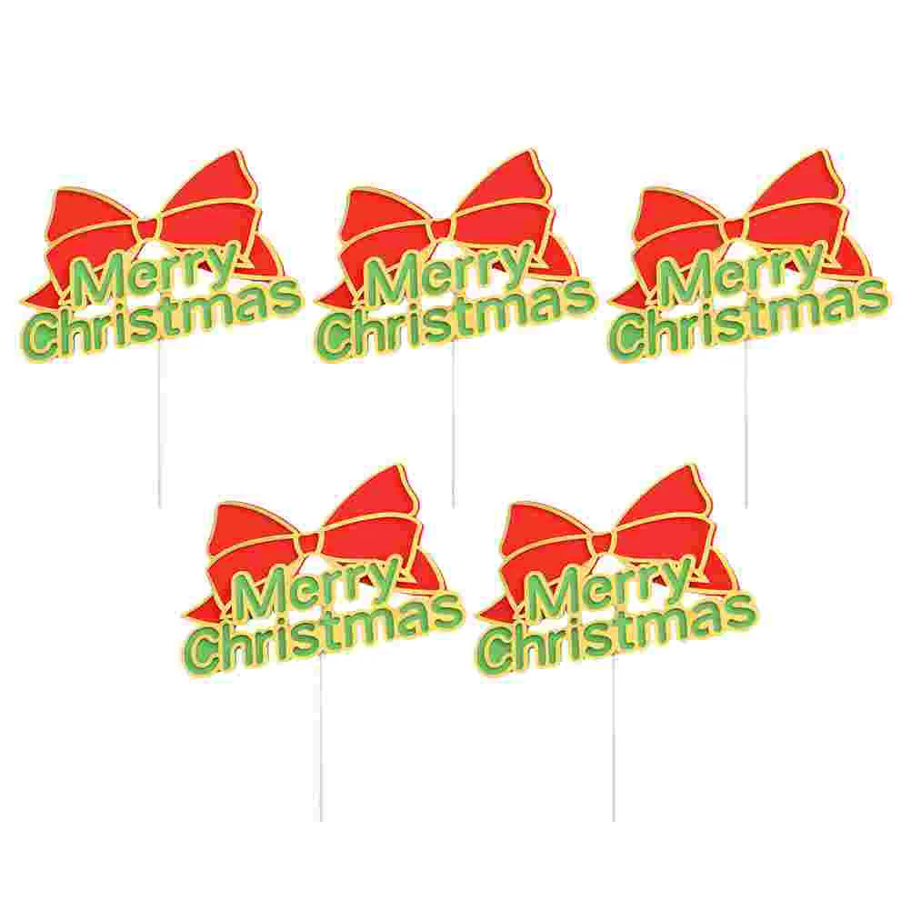 

Christmas Cupcake Pick Decorationdecorations Party Holiday Merrybow Picks Accessoriessupplies Fruit Dessert Bowknot Red Knot