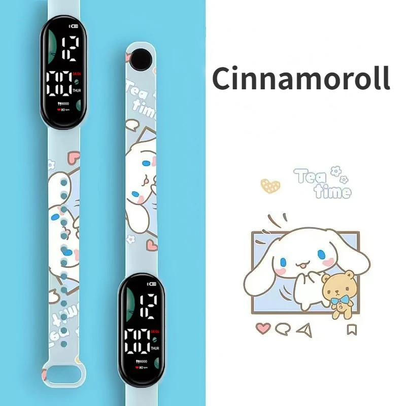 Детские часы Sanrio Kuromi силиконовые светодиодные цифровые с аниме персонажами для