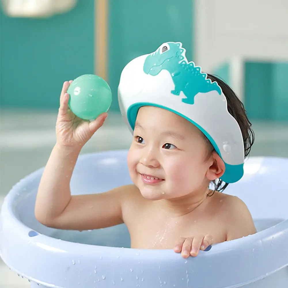 Little Dinosaur Wash Hair Shield Hat Shower Head Cover Baby Shampoo Cap