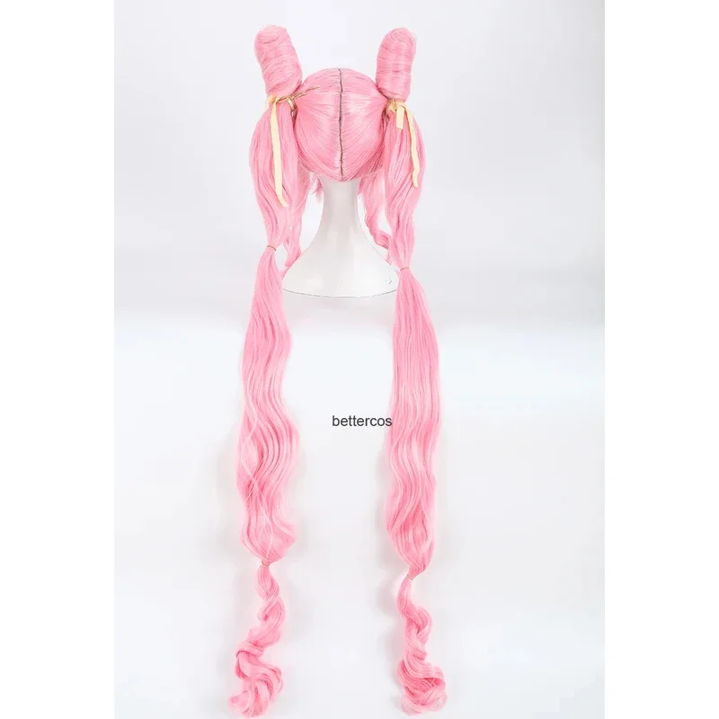 Фото Парик для косплея Sailor Chibi Usa Chibiusa, 120 см, супер длинный розовый термостойкий парик из синтетических волос + шапочка для парика №5