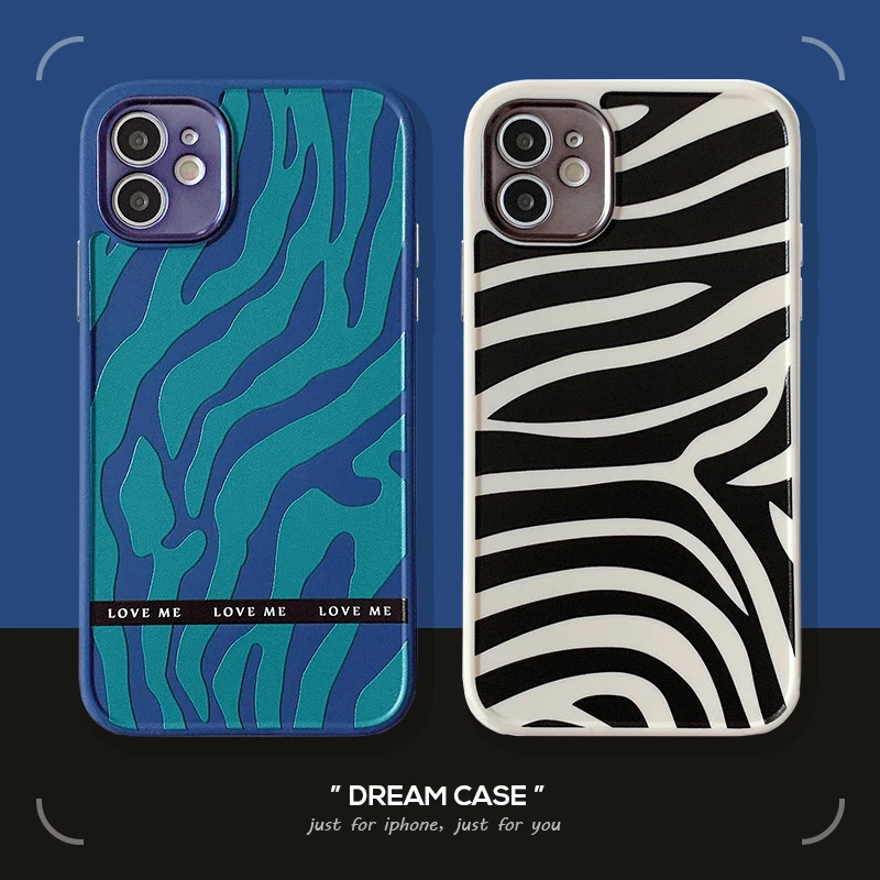 

Fashion Luxury Zebra Texture Lady Girl Phone Cases For iPhone 13 12 11 Pro Max XR XS MAX 8 X 7 SE Shockproof Soft Silicone Shell