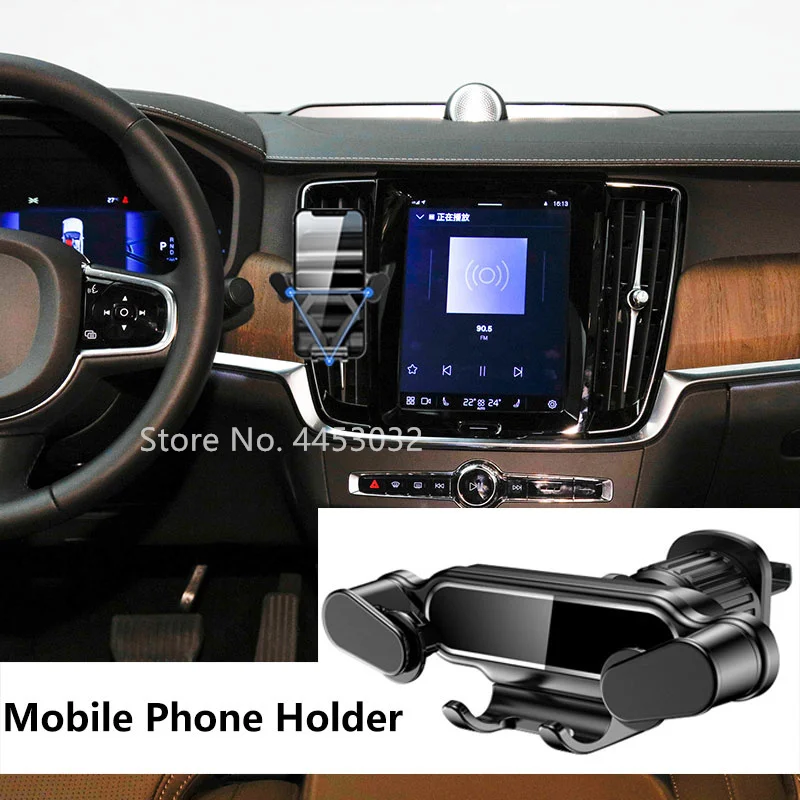 Gravity Car Phone Holder For Volvo XC60 S90 V90 XC90 XC40 Air Vent Clip Mount Mobile Cell Phone Stand GPS Support Accessories