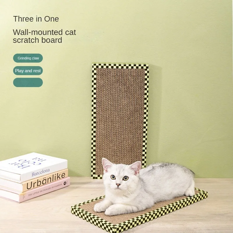 

Cat scratching board Sharpening claw cat toy checkerboard lattice shape corrugated paper cat scratching pad decompression toy