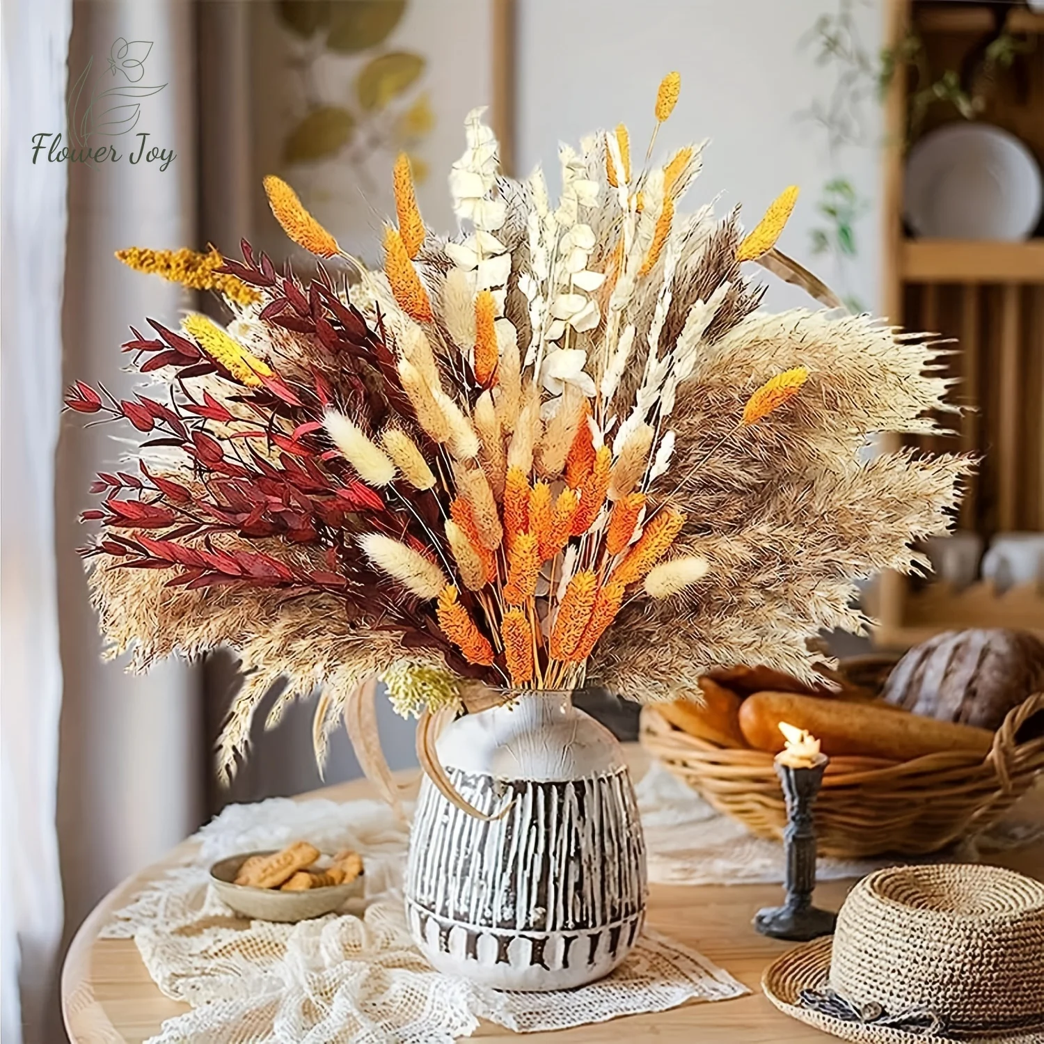 

Pampas Grass Bouquet Boho Home Decor Natural Fluffy Dried Flowers for Wedding Floral Arrangement Wall Farmhouse Table Decoration