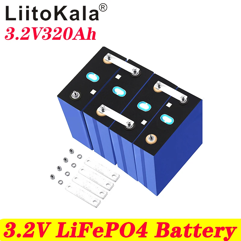 

LiitoKala 3.2V 320AH 310ah 12V Battery Pack Lifepo4 Grade A DIY Rechargeable Energy storage CELL EU US Tax Free With Busbars