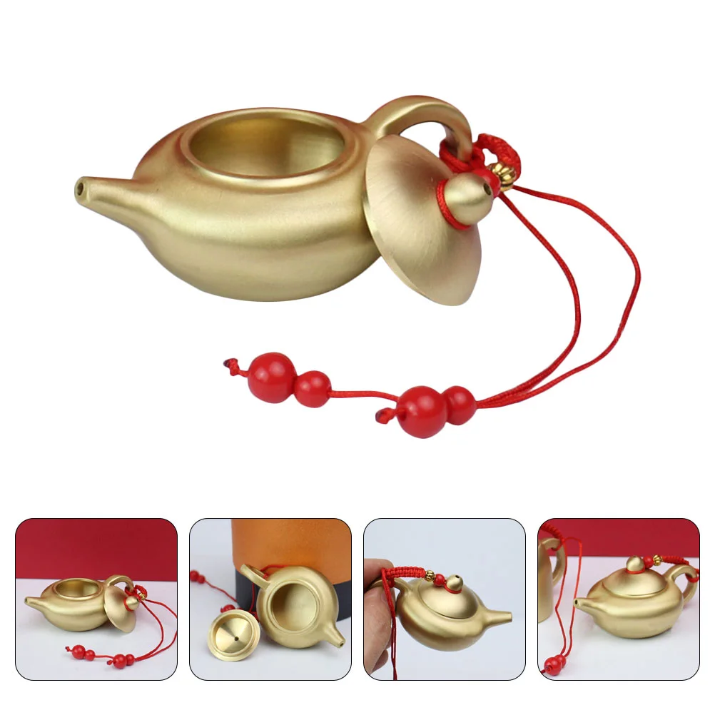 

Teapot Brass Decor Tea Kettle Ornament Miniature Mini Smalldesktop Tiny Jewelry Craft Charms Box Crafts Hanging Statues Figurine