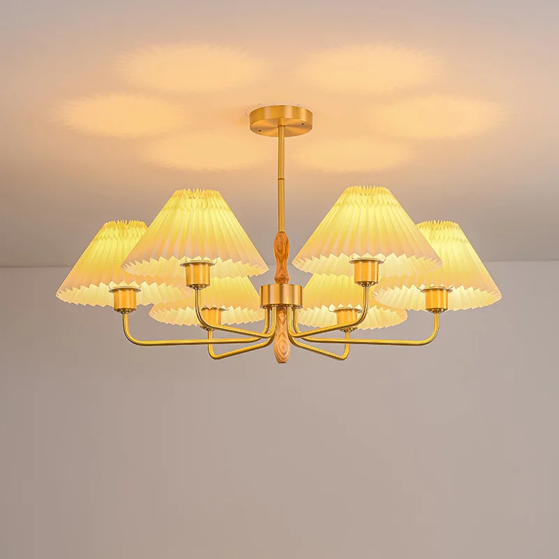 

YUNYI Modern Vintage Full Copper Living Room Chandelier Luxury Scandinavian Walnut Living Room Dining Room Study Chandelier