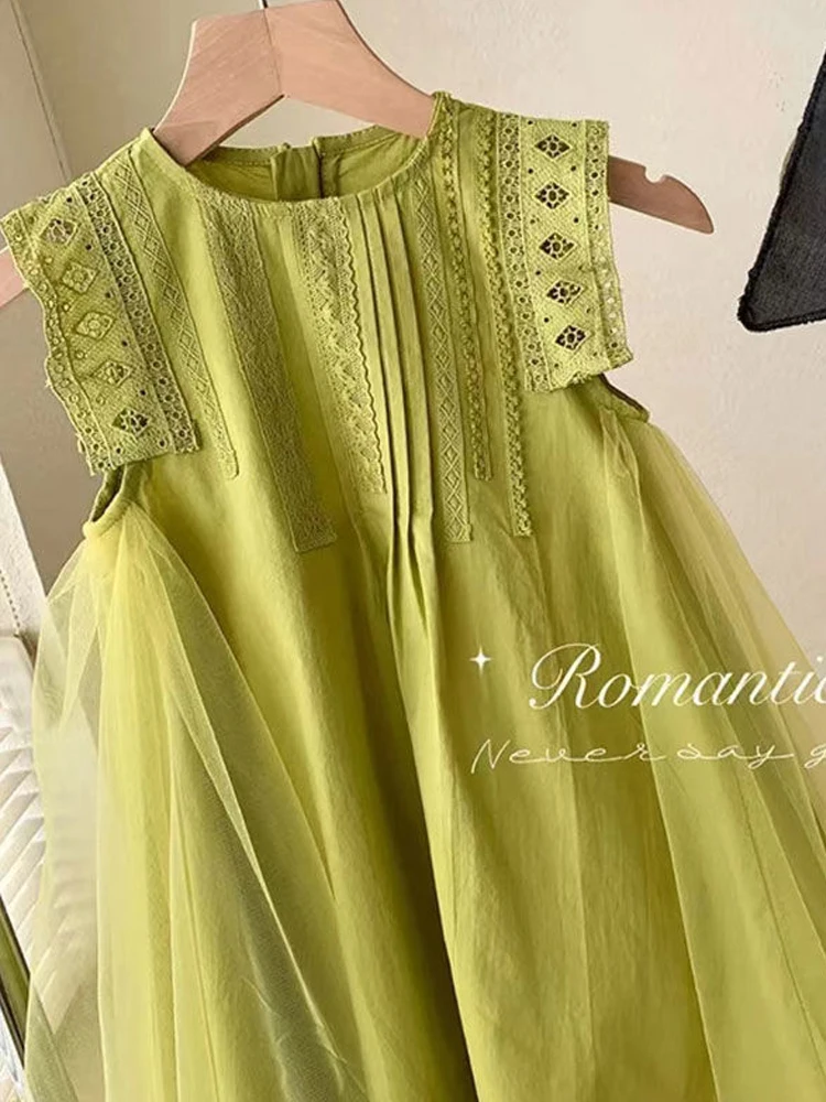 

Girls' Dress 2023 Children's Lace Panel Vest Dress Clothing Girls Dresses For Children Baby Dresses New In Dresses