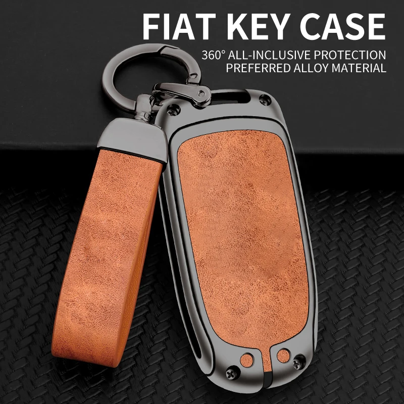 

Car Key Case Cover For Fiat Jeep Dodge Ram 1500 Journey Charger Dart Challenger Durango Leather Keychain Auto Accessories