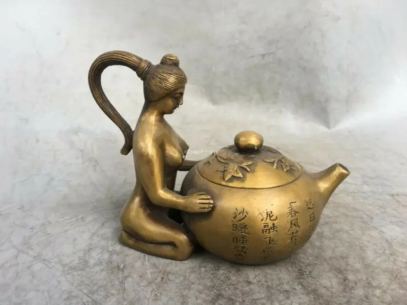 

Copper Carved A Nude Women Cup Pot Teapot