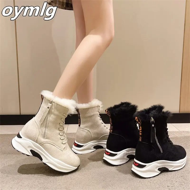 Snow boots women's models in winter 2022 new short boots non -slip and velvet thick bottom increases warm cotton shoes women