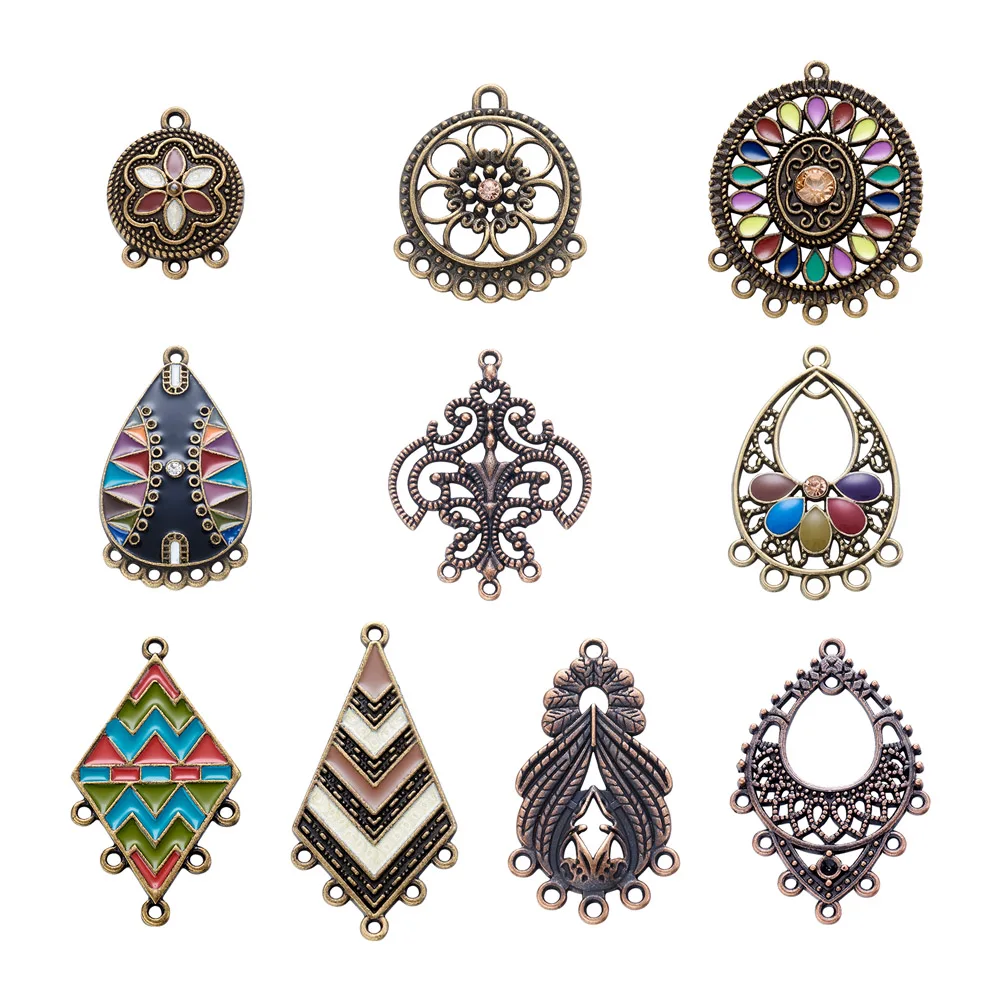 Tibetan Antique Bronze/Silver Color  Alloy Chandelier Components Links Charm For Dangle Earrings Necklace Jewelry Making