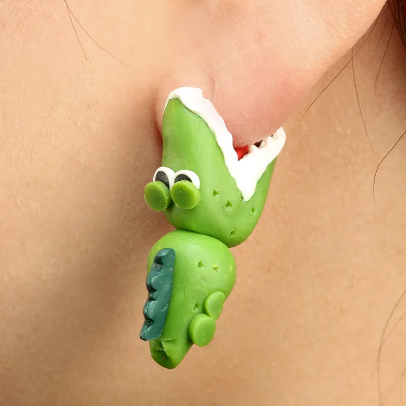 

Cute Stud Earrings Fashion Personality Crocodile Soft Ceramic Earrings Cartoon Women Chomper Originality Ceramics Earrings 2021