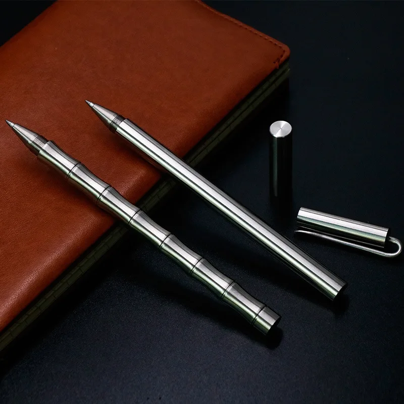 Stainless steel bamboo column manual stainless steel signature pen metal neutral pen fountain pen high-end simple ball point pen