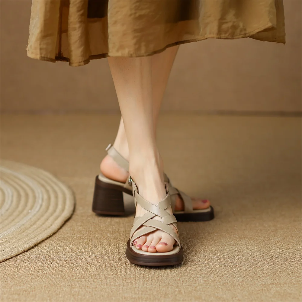 Босоножки-гладиаторы RIZABINA женские винтажные сандалии из натуральной кожи на