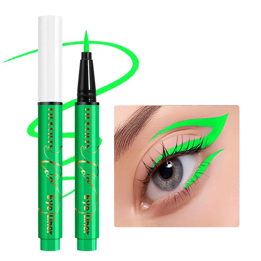 12-цветная жидкая подводка для глаз неонового цвета Хэллоуина черная ручка