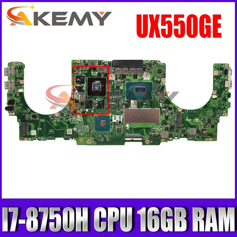 

UX550GE I7-8750H CPU 16GB RAM N17P-G1-A1 Mainboard REV2.2 For ASUS UX550G UX550GE UX550GD Laptop Motherboard Test free shipping