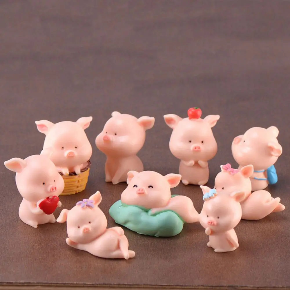 

Toys Garden Home Decor Mini Animal Statue Bonsai Decoration Miniature Model Resin Ornaments Micro Pig Family Figurine